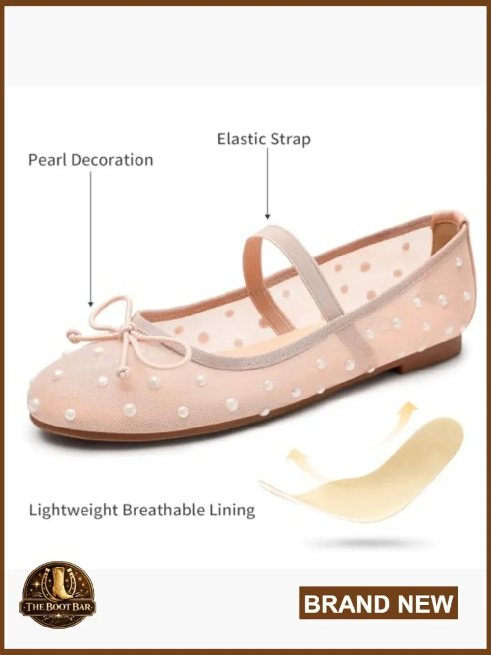 Round Toe Ballet Flats with Elastic Strap Bowknot Comfortable Dress Shoes